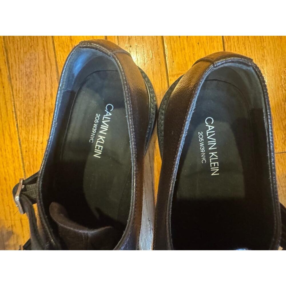 CALVIN KLEIN 205W39NYC Brown Leather Double Monk Strap LoafeR 44/10 (mens 710 - Picture 7 of 9
